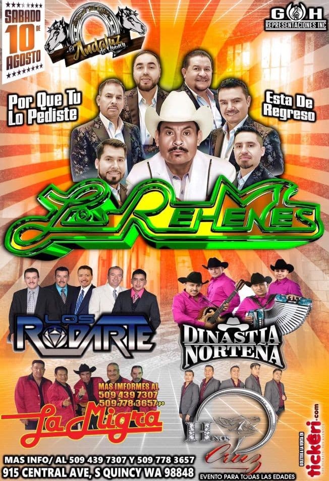 Event - Los Rehenes,Los Rodarte,Dinastia Norteña y La Migra en Concierto En S Quincy,WA-CANCELADO - Quincy, Washington - 10 de agosto de 2019 | concert tickets