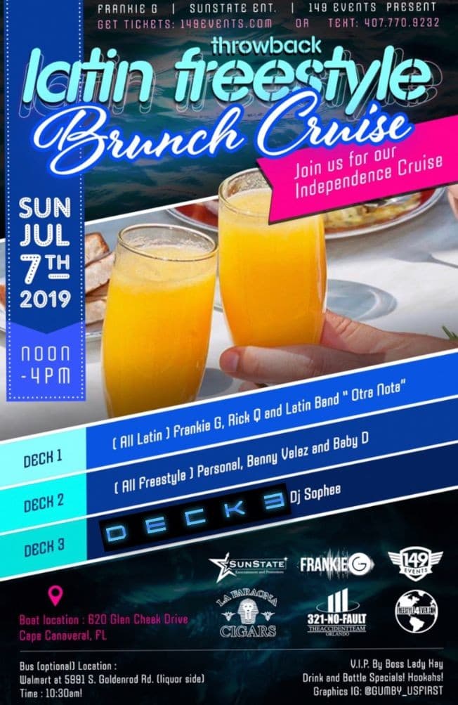Event - Throwback Latin Freestyle Brunch Cruise - Cape Canaveral, Florida - 7 de julio de 2019 | concert tickets