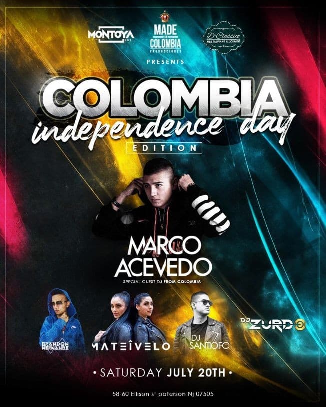 Event - CELEBRANDO LA INDEPENDENCIA DE COLOMBIA!!! - Paterson, New Jersey - July 20, 2019 | concert tickets