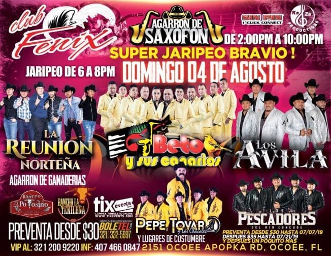 Event - Super Jaripeo Bravio Con Grupo La Reunion Norteña,Betos y sus Canarios En Ocoee,FL - Ocoee, Florida - August 4, 2019 | concert tickets