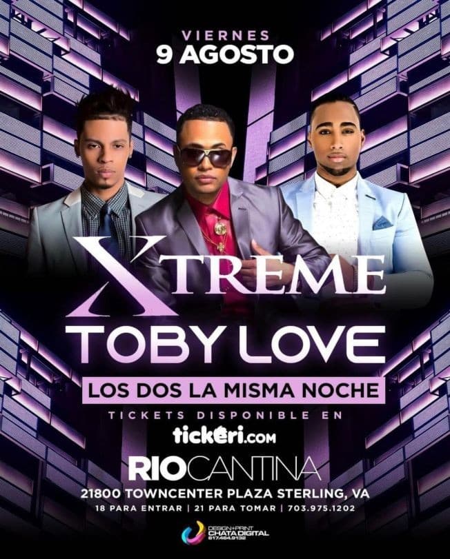 Event - Toby Love y Xtreme en Rio Cantina - Sterling, Virginia - August 9, 2019 | concert tickets