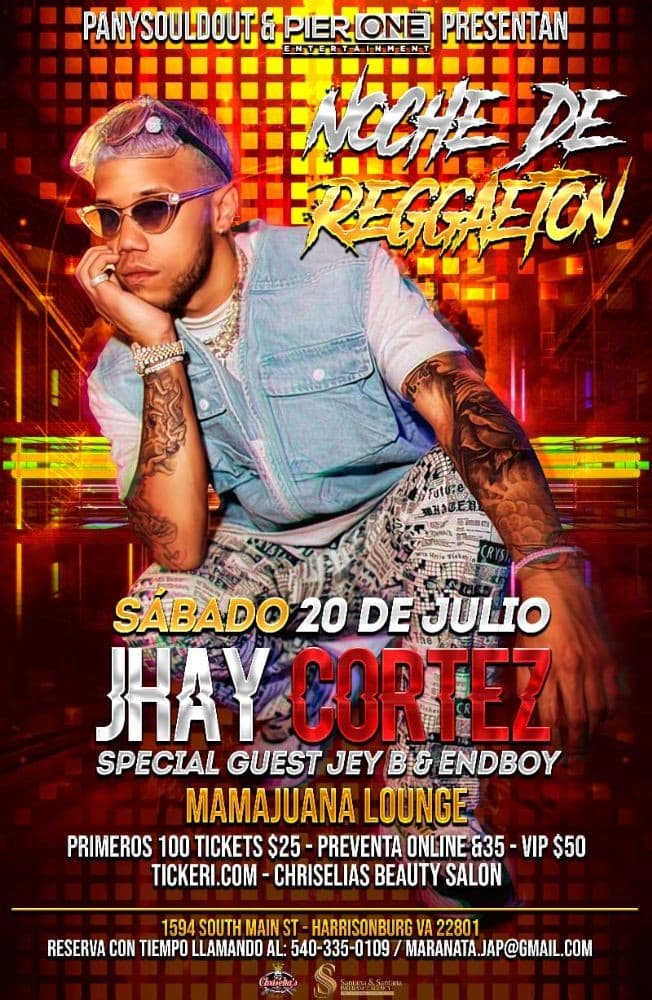 Event - Noche de Reggaeton con Jhay Cortez en Harrisonburg,VA - Harrisonburg, Virginia - July 20, 2019 | concert tickets