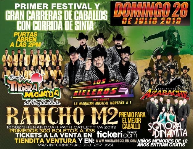 Event - Primer Festival y Gran Carreras de Caballos Con Corrida de Sinta En Catlett,VA - Catlett, Virginia - July 28, 2019 | concert tickets