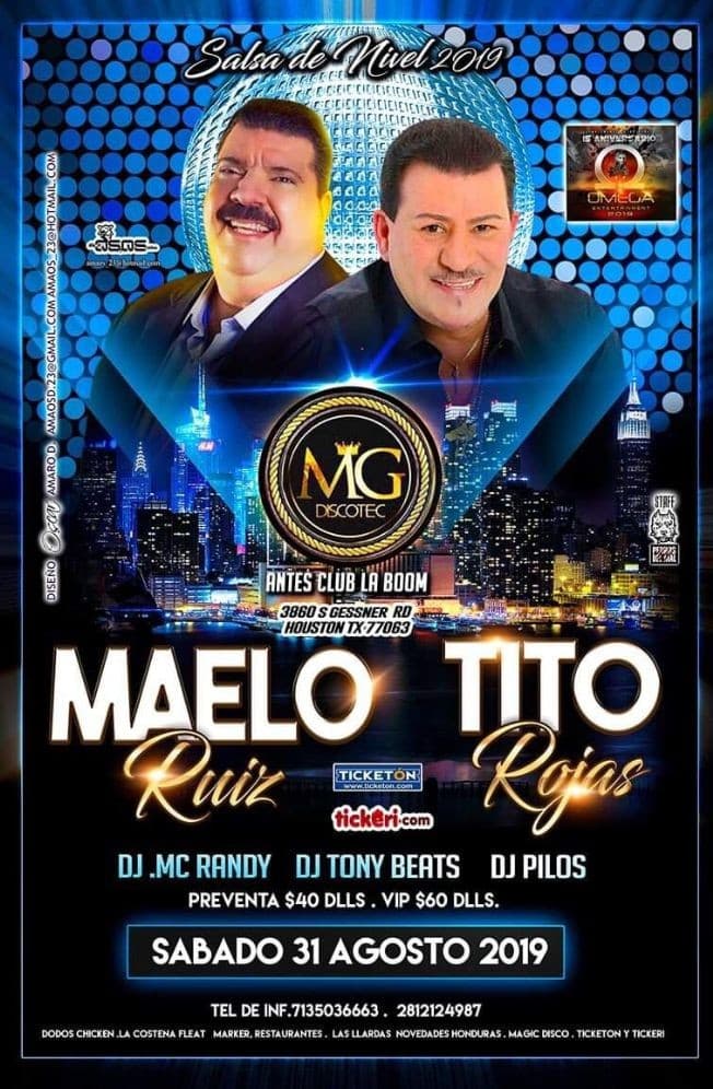 Event - Maelo Ruiz Y Tito Rojas En Houston,TX - Houston, Texas - 31 de agosto de 2019 | concert tickets