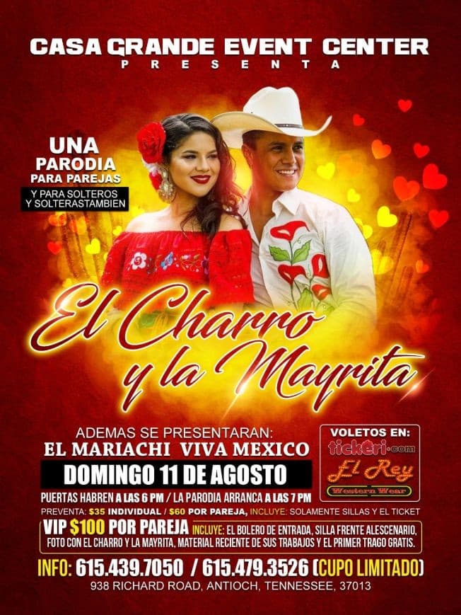 Event - El Charro Y La Mayrita Con El Mariachi Viva Mexico En Antioch,TN - Nashville, Tennessee - August 11, 2019 | concert tickets