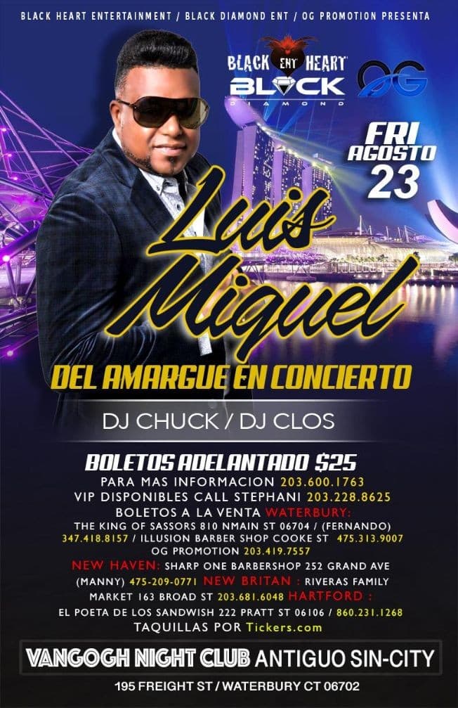 Event - Luis Miguel Del Amargue - Waterbury, Connecticut - August 23, 2019 | concert tickets