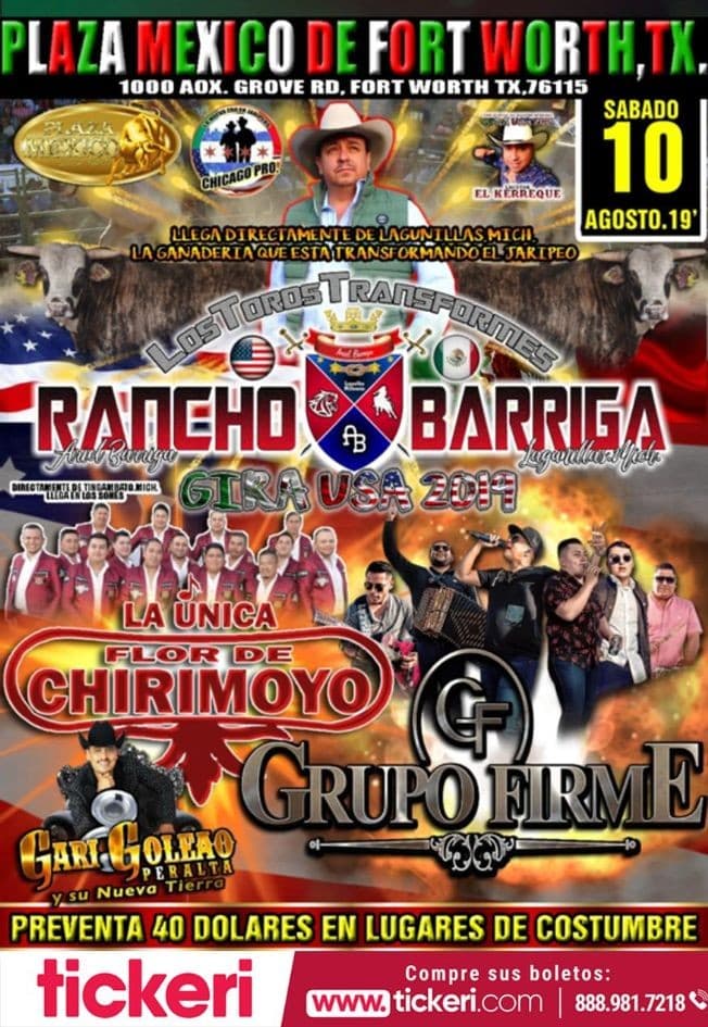Event - Rancho Barriga, Grupo Firme Y Flor de Chirimoyo En Fort Worth,TX - Fort Worth, Texas - August 10, 2019 | concert tickets