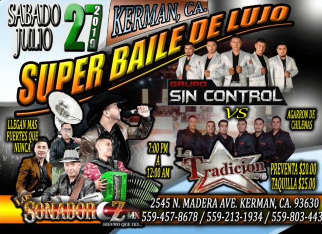 Event - super baile de lujo - Kerman, California - 27 de julio de 2019 | concert tickets