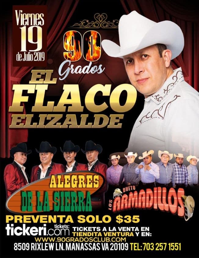 Event - El Flaco Elizalde junto a Alegres de la Sierra en Concierto - Manassas, Virginia - July 19, 2019 | concert tickets