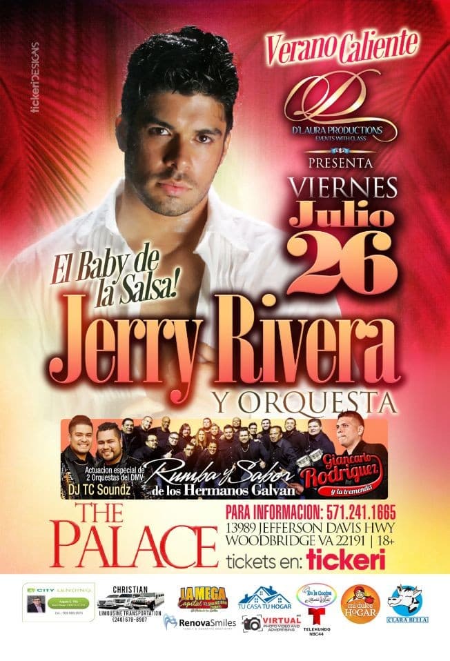 Event - JERRY RIVERA - EL BABY DE LA SALSA - Woodbridge, Virginia - July 26, 2019 | concert tickets