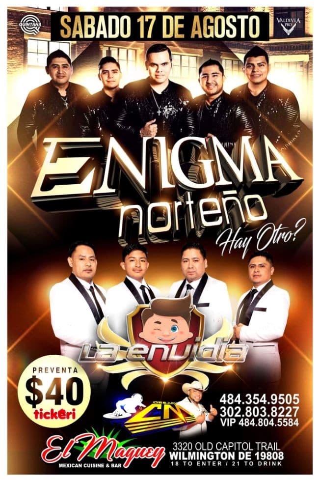 Event - ENIGMA NORTENO Y LA ENVIDIA - Wilmington, Delaware - August 17, 2019 | concert tickets