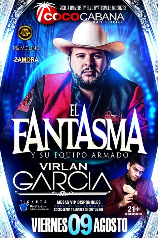 Event - El Fantasma y Virlan Garcia - Adelphi, Maryland - 9 de agosto de 2019 | concert tickets