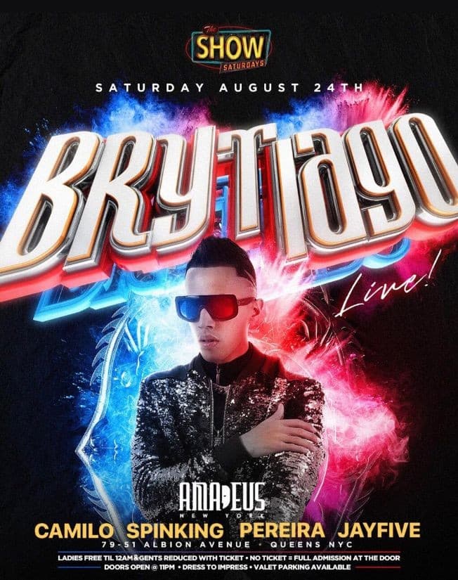 Event - Brytiago Live w/ Hot 97 Dj Camilo Free! Saturday August 24th at Amadeus Nightclub - Queens, New York - 24 de agosto de 2019 | concert tickets
