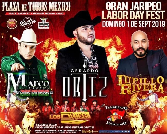 Event - Marcos Flores y La Jerez, Gerardo Ortiz & Lupillo Rivera en Warsaw,IN - Warsaw, Indiana - September 1, 2019 | concert tickets