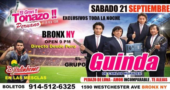 Event - El Gran Tonazo Peruano con El Grupo Guinda En Bronx, NY - Bronx, New York - September 21, 2019 | concert tickets