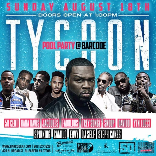 Event - Tycoon Pool Party @barCode - Elizabeth, New Jersey - August 18, 2019 | concert tickets