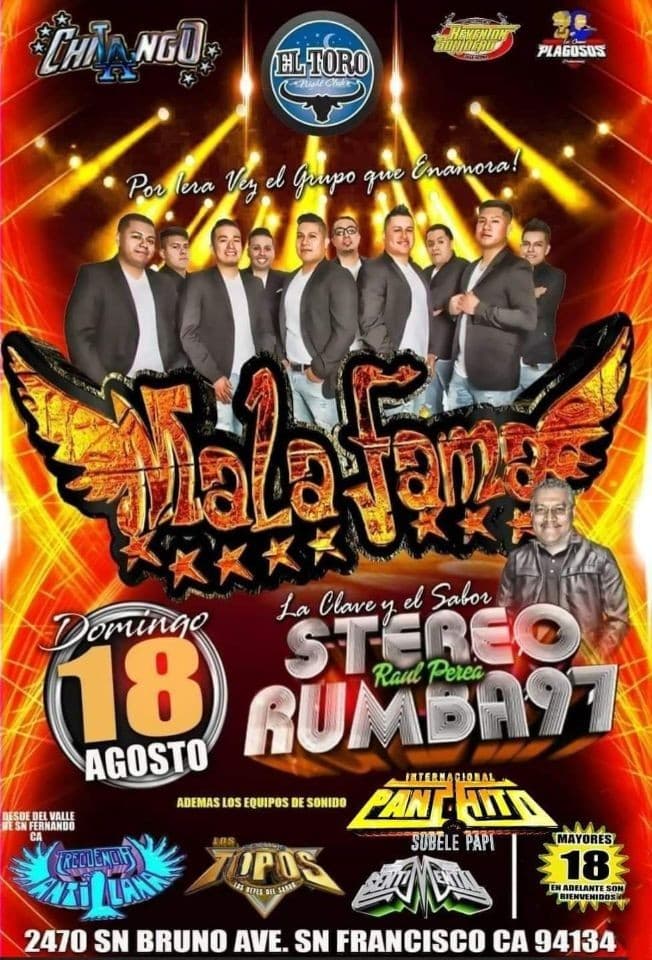 Event - Mala Fama, Stereo Rumba97 en San Francisco - San Francisco, California - August 18, 2019 | concert tickets