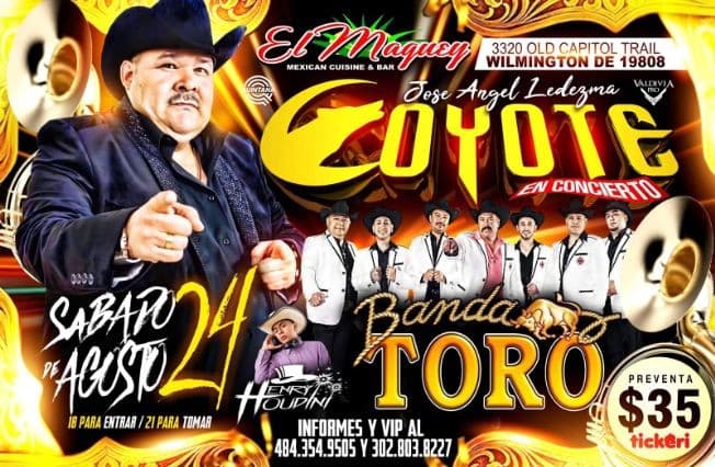 Event - EL COYOTE Y BANDA TORO! - Wilmington, Delaware - August 24, 2019 | concert tickets