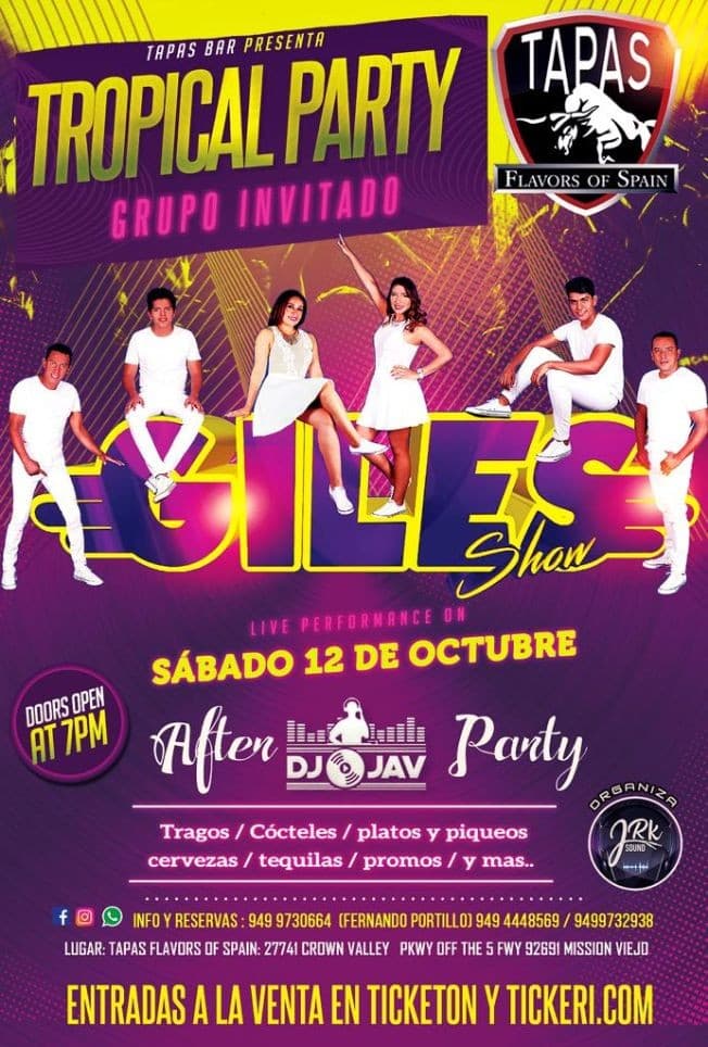 Event - Tropical Party Con Grupo Giles Show En Mission Viejo,CA - Mission Viejo, California - 12 de octubre de 2019 | concert tickets