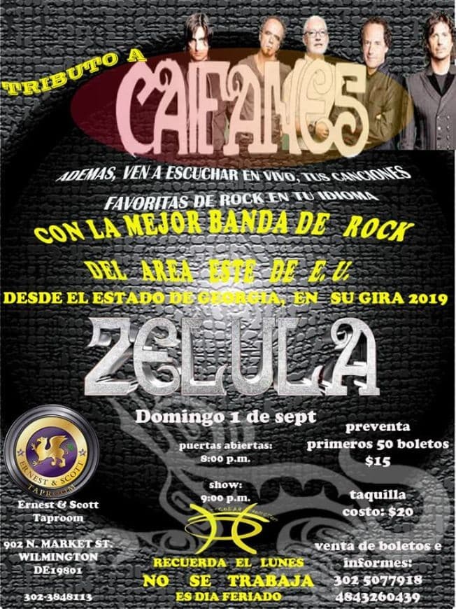 Event - Tributo A Caifanes - Zelula - Wilmington, Delaware - September 1, 2019 | concert tickets