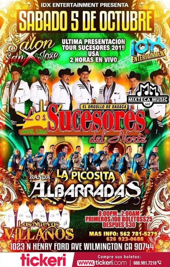 Event - Los Sucesores Del Norte y Más En Wilmington CA - Wilmington, California - October 5, 2019 | concert tickets