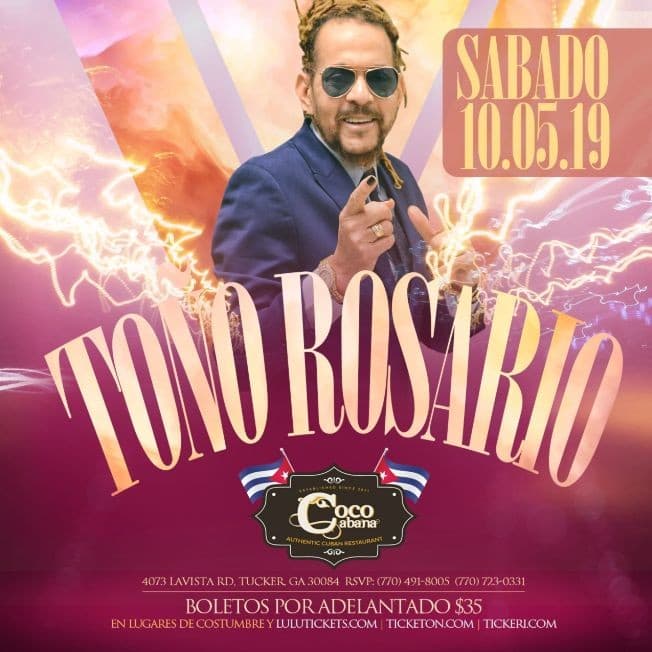 Event - TOÑO ROSARIO - Tucker, Georgia - October 5, 2019 | concert tickets