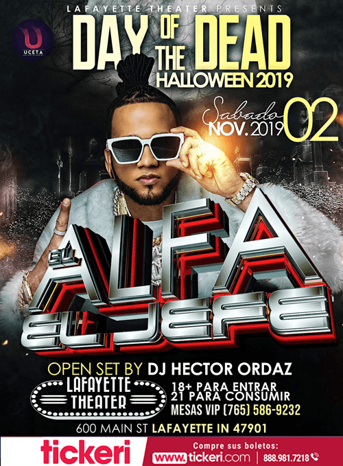 Event - El Alfa en Lafayette, IN - Lafayette, Indiana - November 2, 2019 | concert tickets