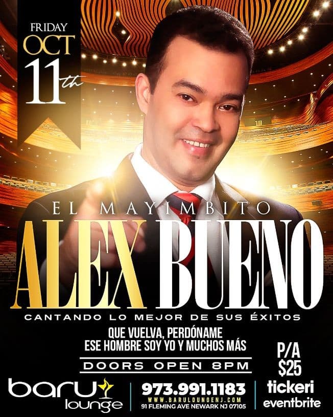Event - ALEX BUENO - Newark, New Jersey - 11 de octubre de 2019 | concert tickets