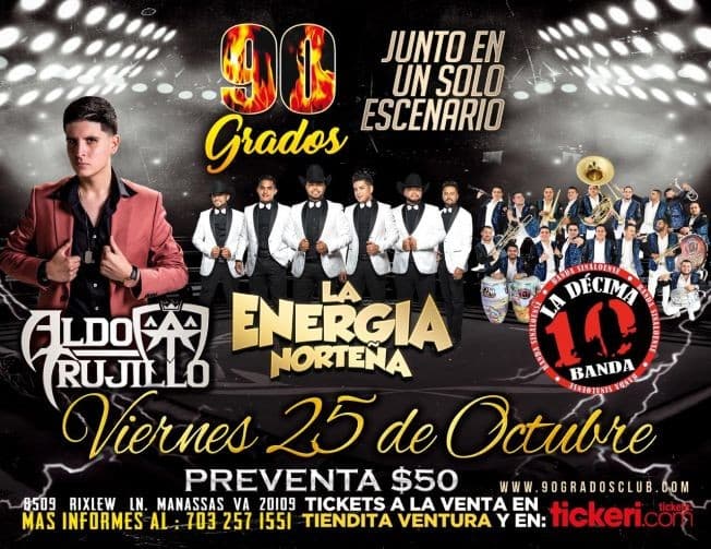Event - La Energia Norteña,Aldo Trujillo y La Decima Banda En Manassas,VA - Manassas, Virginia - October 25, 2019 | concert tickets