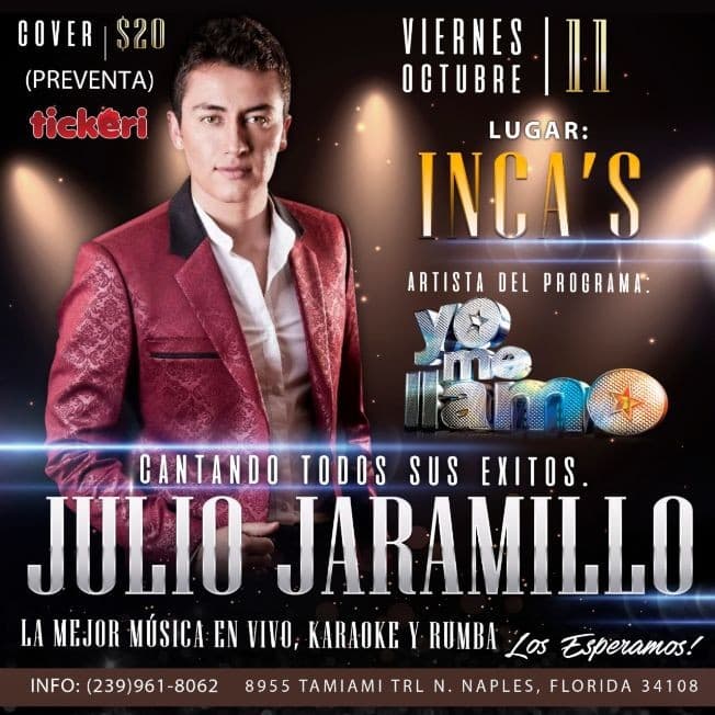 Event - Julio Jaramillo  Homenaje  Naples Fl. - Naples, Florida - October 11, 2019 | concert tickets