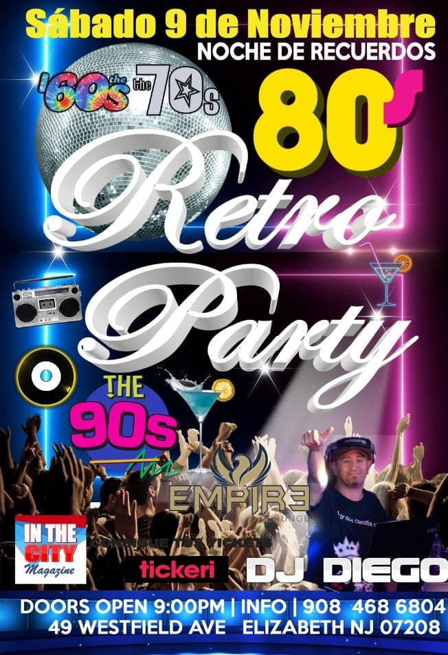 Event - Retro Party. Noche de Recuerdos - Elizabeth, New Jersey - November 9, 2019 | concert tickets