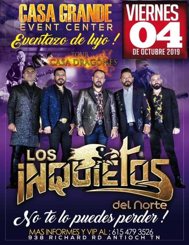 Event - Los Inquietos del Norte & Un Gran Elenco Mas en Antioch,TN - Nashville, Tennessee - October 4, 2019 | concert tickets