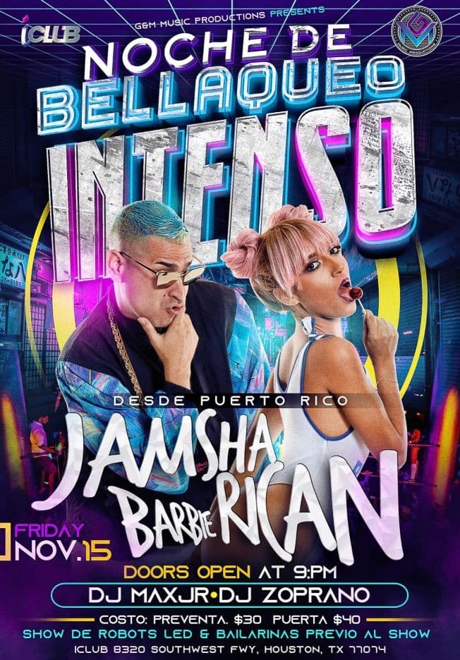 Event - Jamsha & Barbie Rican - Houston, Texas - November 15, 2019 | concert tickets