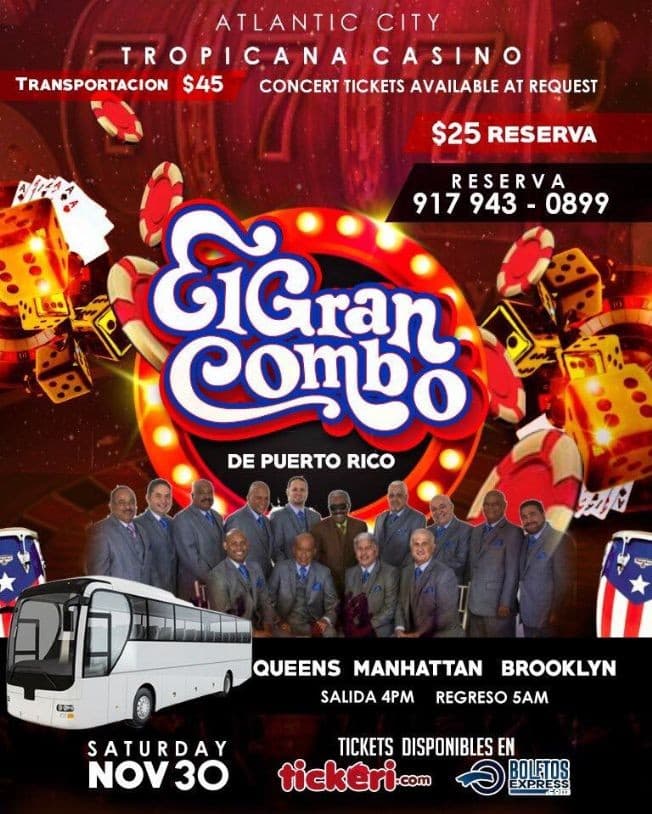 Event - El Gran Combo en Atlantic City - Atlantic City, New Jersey - November 30, 2019 | concert tickets