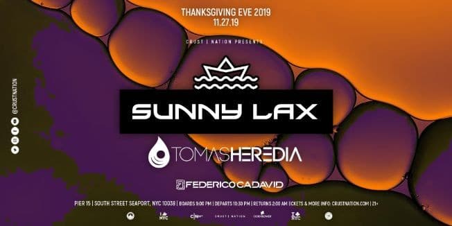 Event - Trance Music Boat Party Yacht Cruise NYC: SUNNY LAX - New York, New York - November 27, 2019 | concert tickets