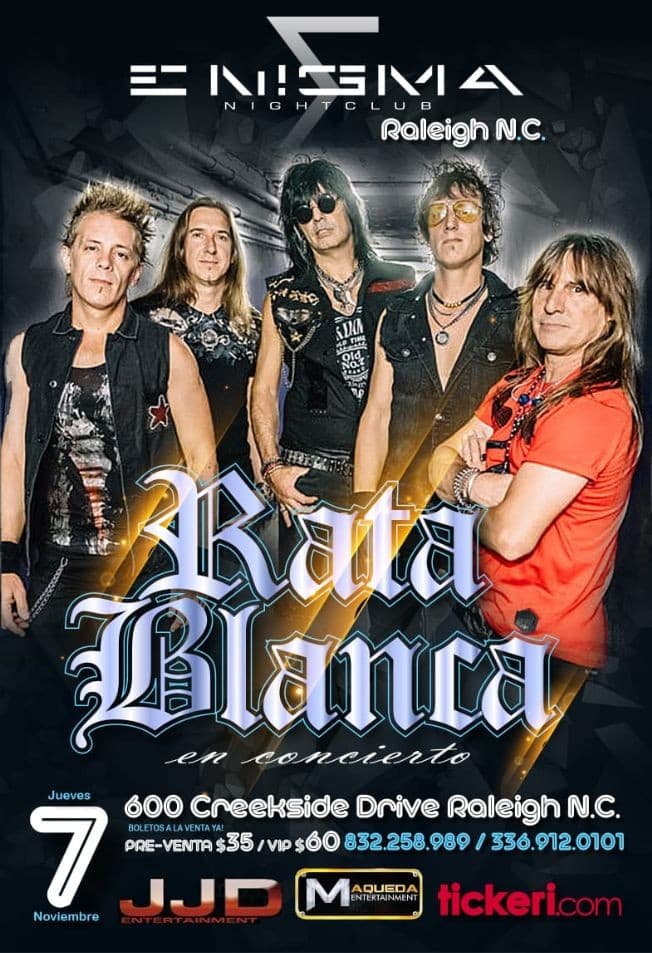 Event - RATA BLANCA RALEIGH NC - Raleigh, North Carolina - November 7, 2019 | concert tickets
