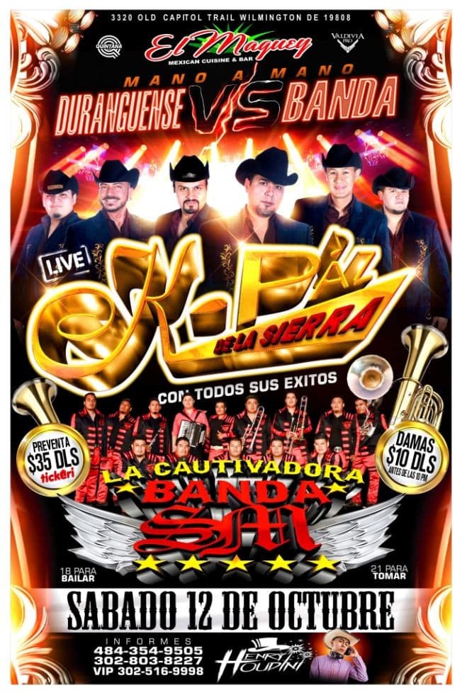 Event - KPAZ DE LA SIERRA Y BANDA SM - Wilmington, Delaware - 12 de octubre de 2019 | concert tickets