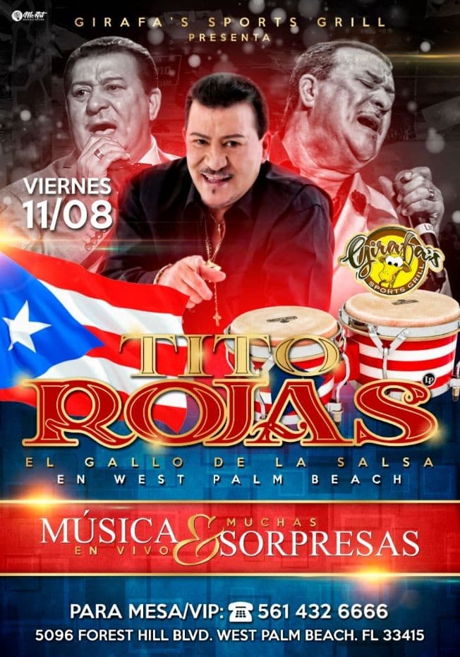 Event - TITO ROJAS en West Palm Beach - West Palm Beach, Florida - November 8, 2019 | concert tickets