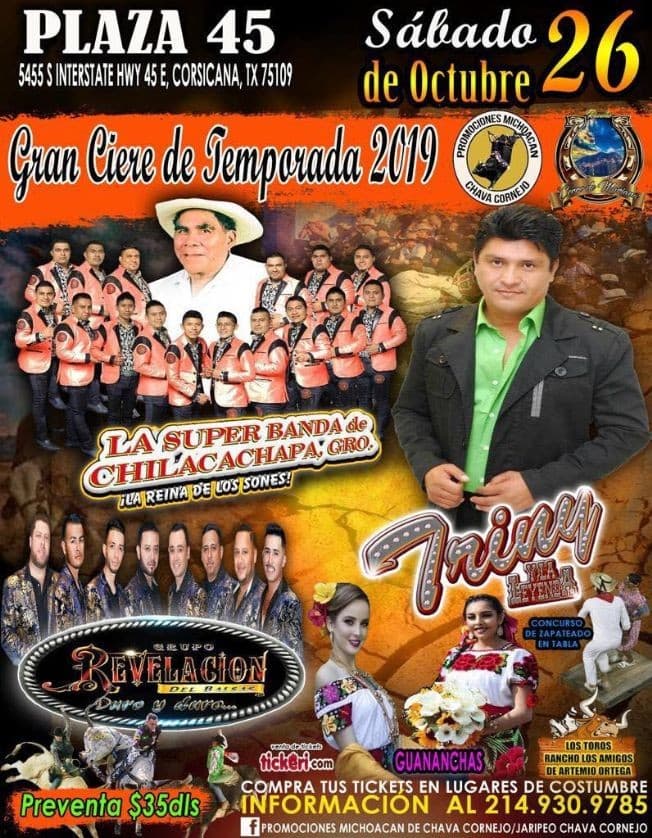 Event - Triny La Leyenda, La Super Banda de Chilacachapa - Corsicana, Texas - October 26, 2019 | concert tickets