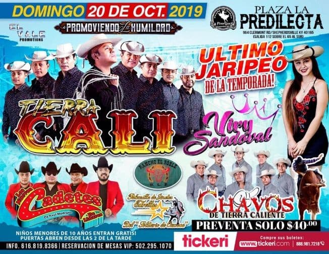 Event - Ultimo Jaripeo Con Tierra Cali,Viry Sandoval y Mas En Shepherdsville,KY - Shepherdsville, Kentucky - October 20, 2019 | concert tickets
