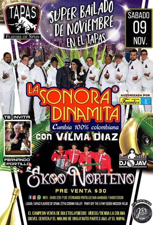 Event - La Sonora Dinamita Con Vilma Diaz En Mission Viejo,CA - Mission Viejo, California - November 9, 2019 | concert tickets
