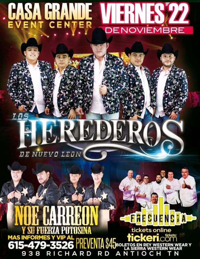 Event - Los Herederos de Nuevo Leon y Mas En Antioch,TN - Nashville, Tennessee - November 22, 2019 | concert tickets