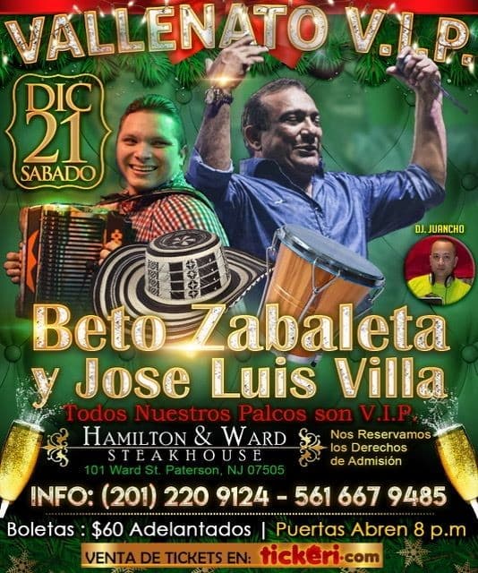 Event - Beto Zabaleta y Jose Luis Villa-CANCELADO - Paterson, New Jersey - December 21, 2019 | concert tickets