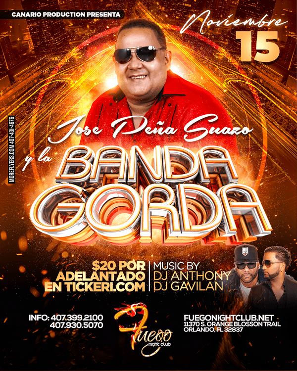 Event - Jose Peńa Suazo Y La Banda Gorda - Orlando, Florida - November 15, 2019 | concert tickets