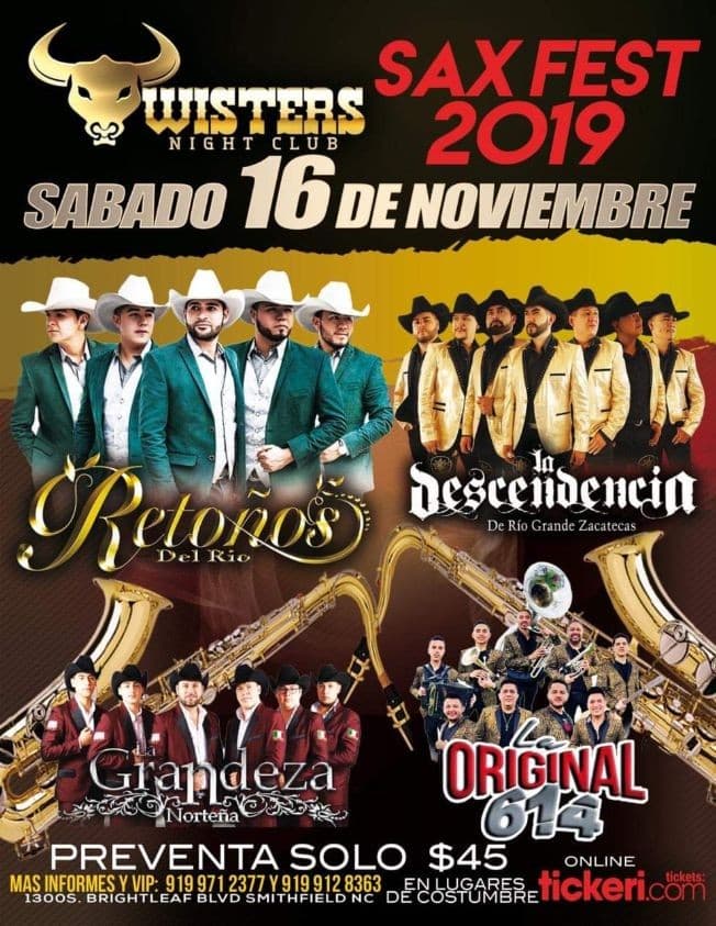 Event - Retoños Del Rio Y La Descendencia De Rio Grande Zacatecas En Twisters Nightclub - Smithfield, North Carolina - November 16, 2019 | concert tickets