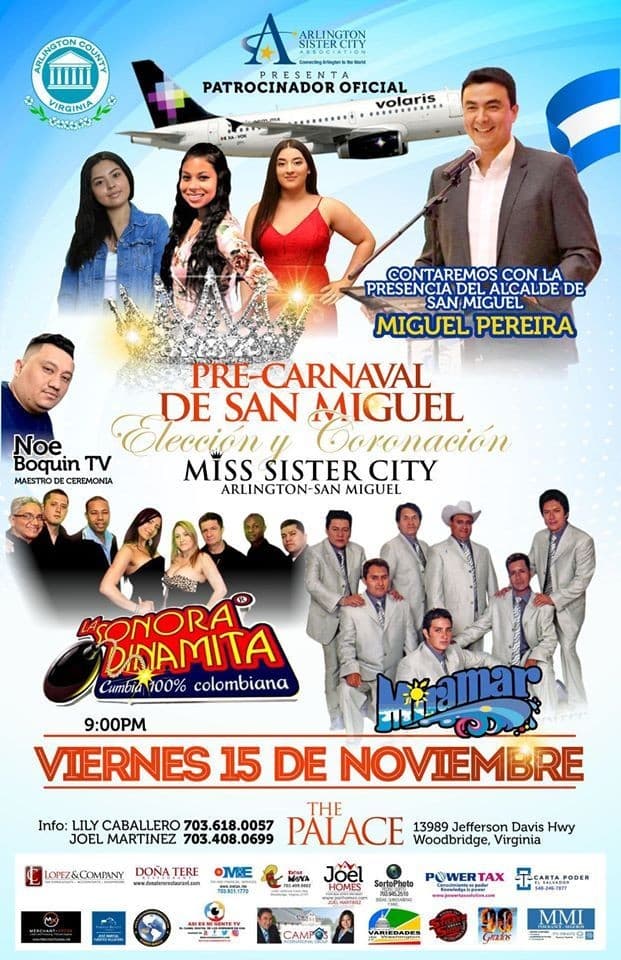 Event - Pre-Carnaval de San Miguel Eleccion y Coronacion de Reyna  en vivo!! Grupo Miramar Y La Sonora Dinamita Invitado de Honor , el ALCALDE DE SAN MIGUEL .MIGUEL PEREIRA!! - Woodbridge, Virginia - November 15, 2019 | concert tickets