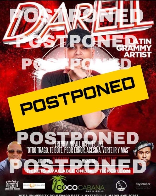 Event - Latin Grammy Artist Darell Performing Live At Cococabana CANCELED - Adelphi, Maryland - November 30, 2019 | concert tickets