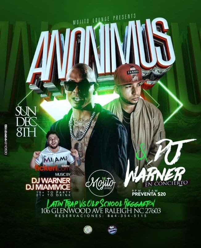 Event - Anonimus and DJ Warner en Raleigh NC - Raleigh, North Carolina - 8 de diciembre de 2019 | concert tickets