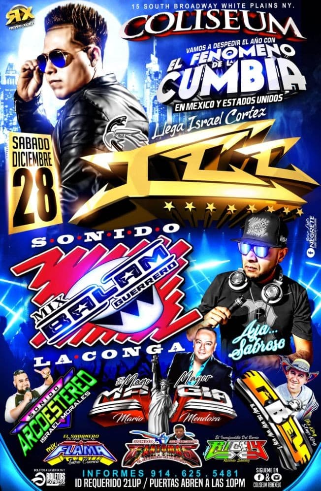 Event - El Fenomeno de la Cumbia: ISRAEL CORTEZ ICC En Vivo! - White Plains, New York - December 28, 2019 | concert tickets
