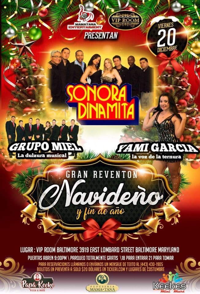 Event - Gran Evento Navideño y Fin De Año Con Sonora Dinamita,Grupo Miel y Mas En Baltimore,MA - Baltimore, Maryland - December 20, 2019 | concert tickets